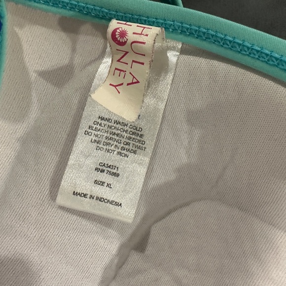 Teal bathing suit bikini fringe top. - Picture 3 of 3